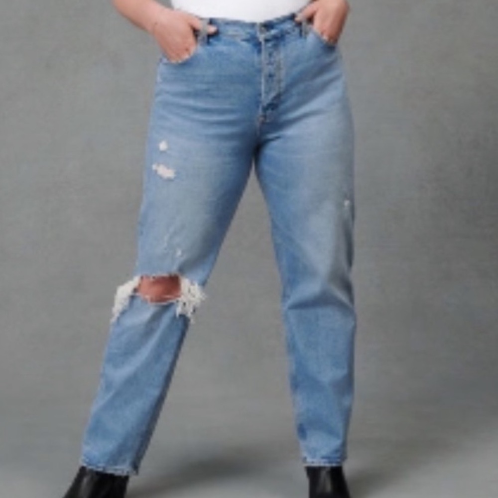 Abercrombie & Fitch The Dad High Rise Curve Love Jeans Distressed Women’s 10/31L - Picture 9 of 9